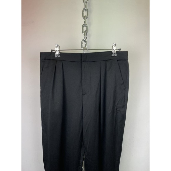 NEW‎ Alice + Olivia Black Wool Ruched Tapered Trousers Size 6 - Picture 2 of 10
